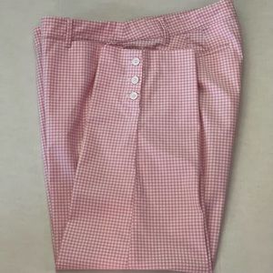 Talbots perfect crops 16 pink and white gingham mid rise buttons at ankles